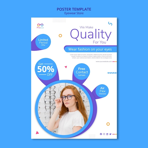 Free PSD eyewear store ad template poster