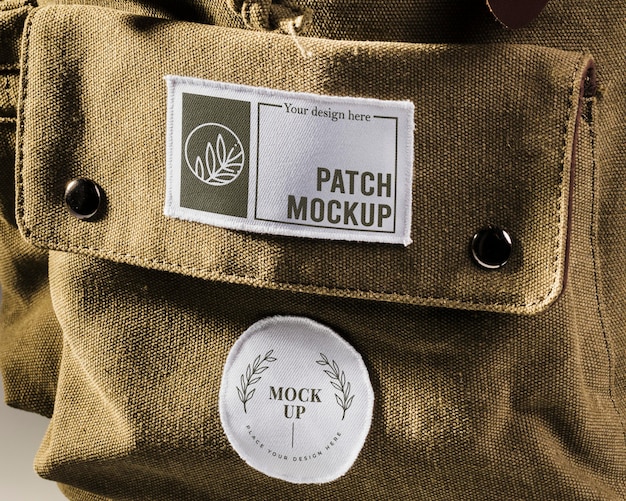 Fabric clothing patch mock-up on backpack