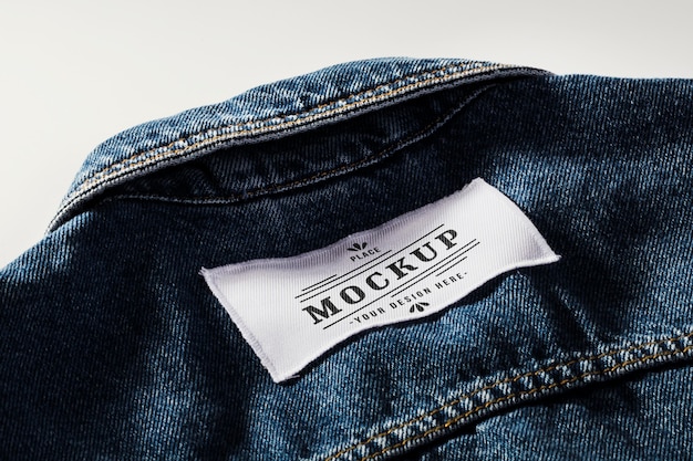 Fabric clothing patch mock-up on denim