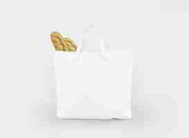 Free PSD fabric tote bag with food inside