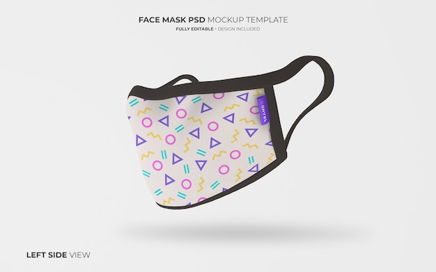Free PSD face mask mockup in left side view