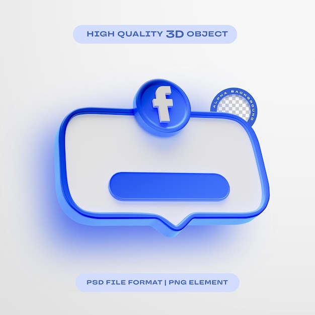 Facebook seguici banner element icon isolato render 3d