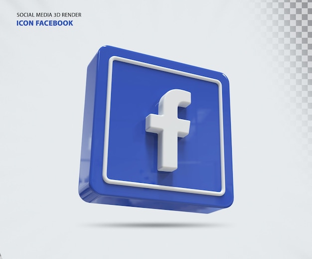 Facebook 아이콘 개념 3d 렌더링 프리미엄 PSD 파일