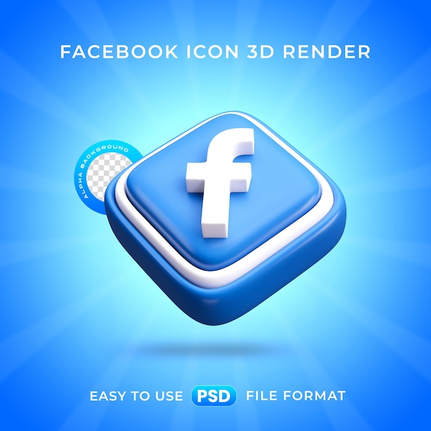 PSD gratuito rendering 3d dell'icona dei social media di facebook