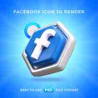 Бесплатный PSD 3d-рендер логотипа facebook для социальных сетей