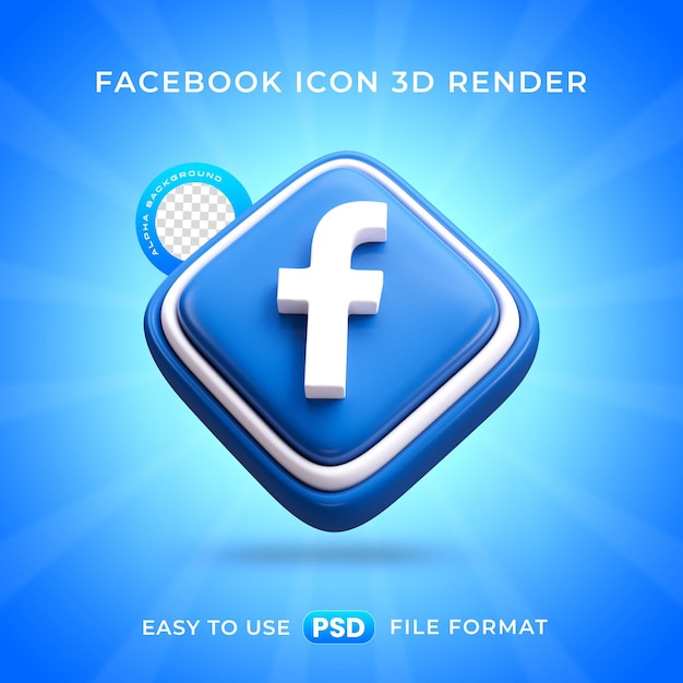 Free PSD facebook logo social media icon 3d render