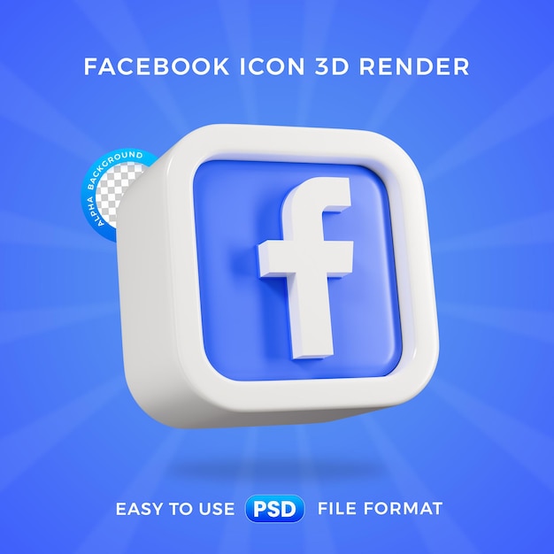 Free PSD facebook logo social media icon isolated 3d render illustration