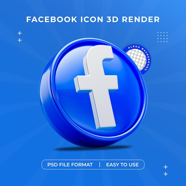 무료 PSD 페이스북 로고 소셜 미디어 아이콘 고립 3d 렌더 일러스트레이션