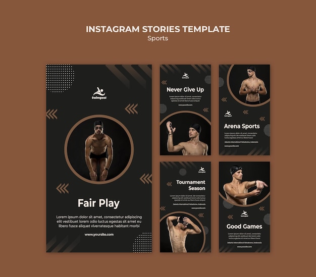 Modello di storie di instagram di nuoto fair play