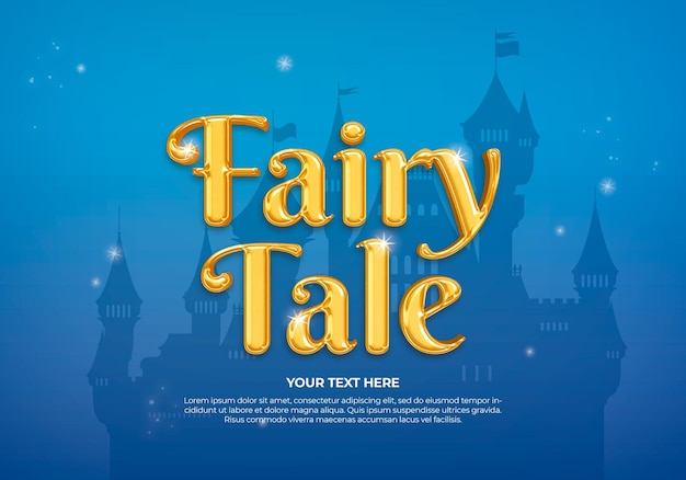 Free PSD fairytale background with golden text and castle in the background