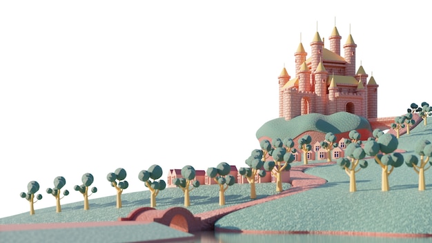 Free PSD fairytale castle rendering