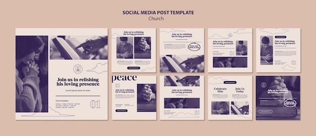 PSD gratuito raccolta di post sui social media faith peace