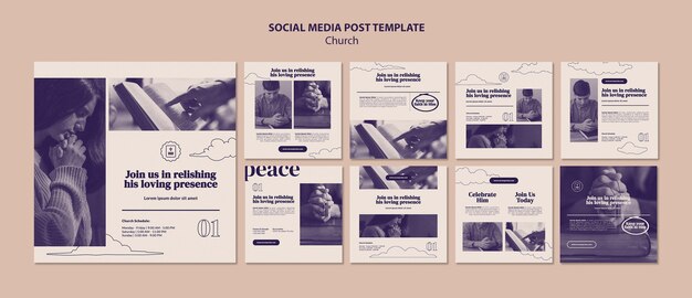 Raccolta di post sui social media Faith Peace