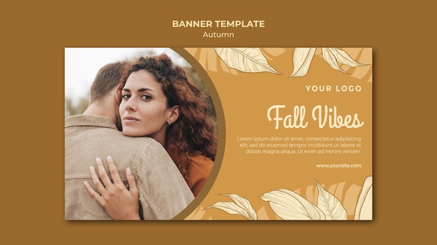 無料PSD 秋の雰囲気と抱擁バナーwebテンプレート