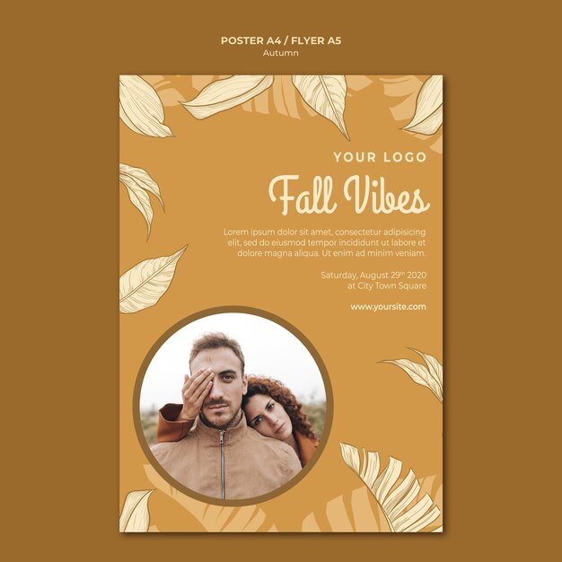 Fall vibes and couple poster print template