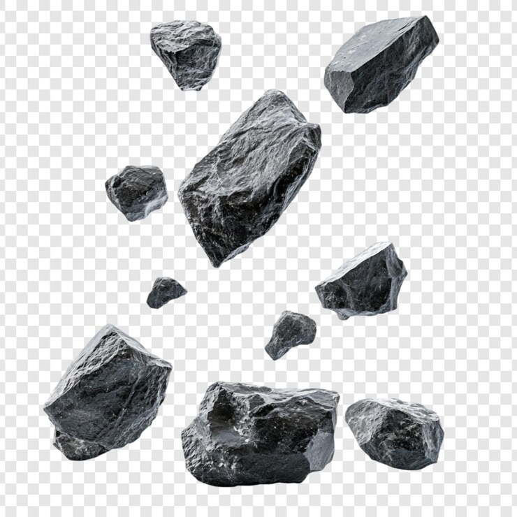 Free PSD falling rocks a 3d render of grey stones in motion