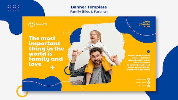 Free PSD family banner template with photo