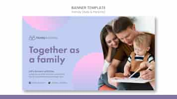 Free PSD family banner template with photo