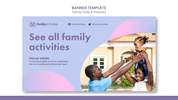 Family banner template with photo