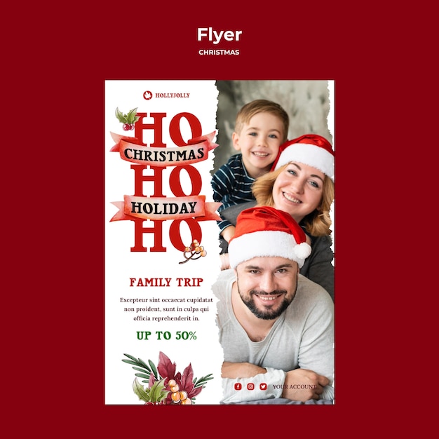 Family christmas trip poster print template