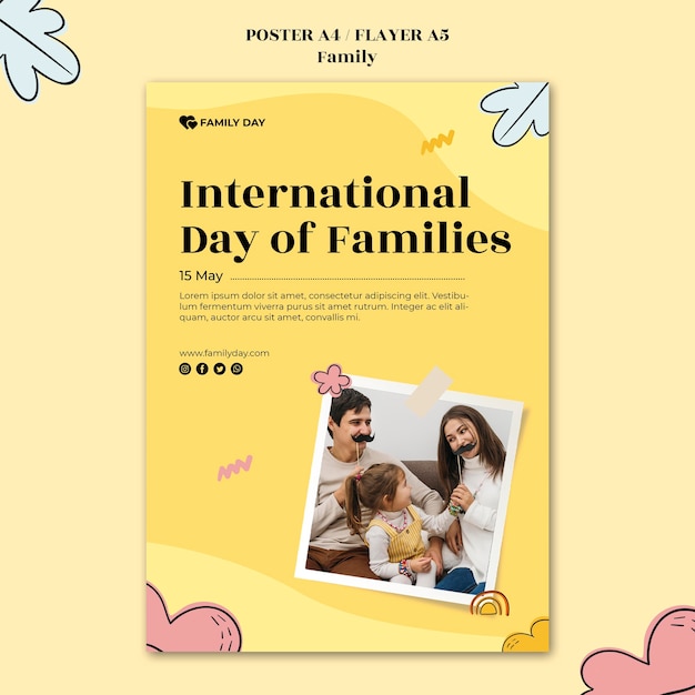 PSD gratuito modello di poster per la giornata della famiglia