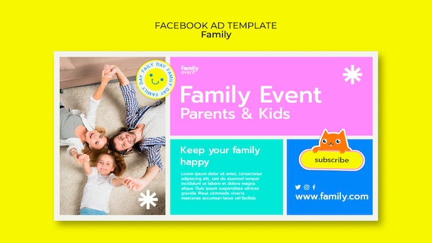 PSD gratuito modello di promozione sui social media per eventi e attività per la famiglia