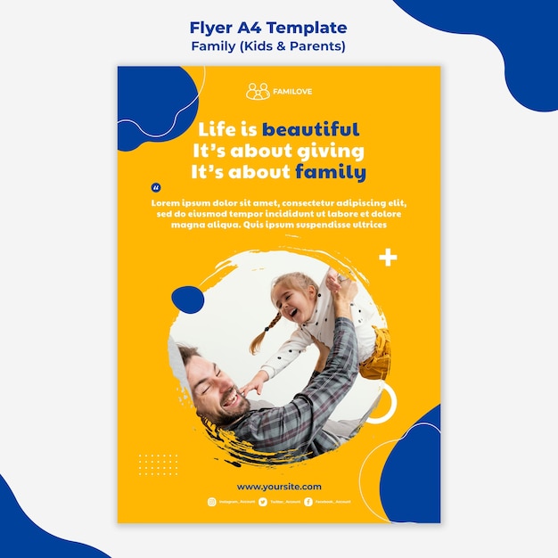 Family flyer template with photo