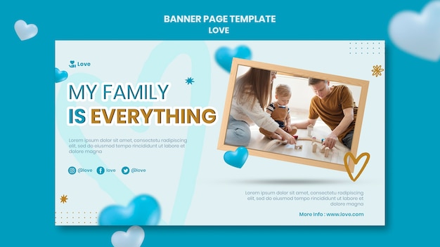 Free PSD family love horizontal banner