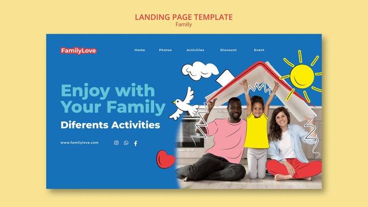 मुफ़्त PSD family members event landing page