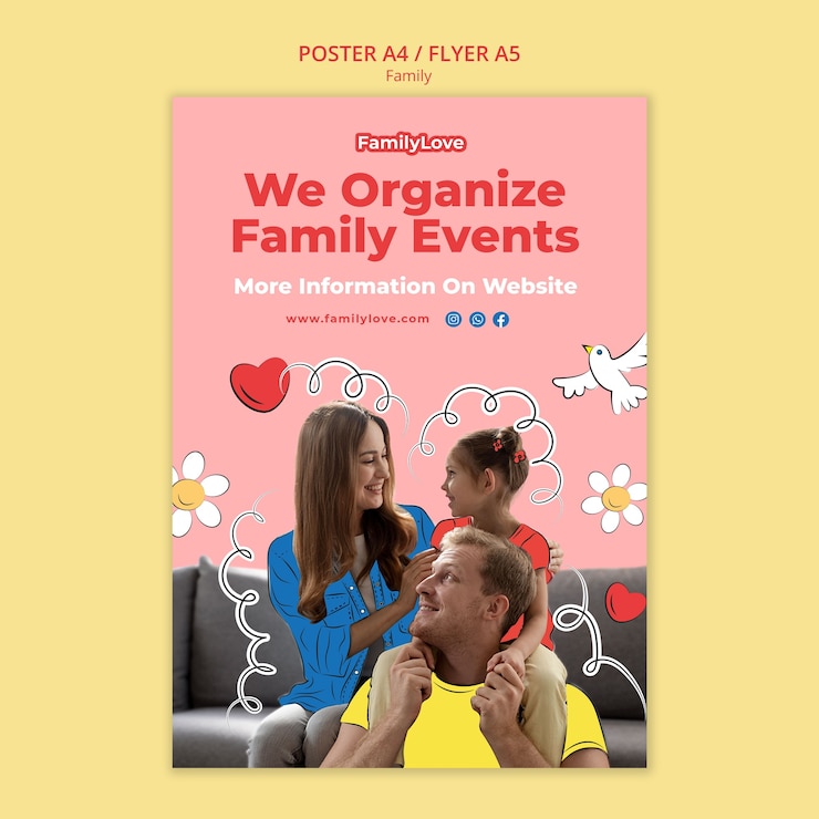 Free PSD family members event poster template
