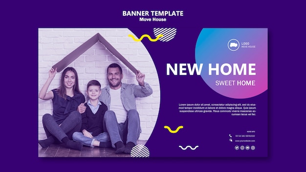 family moving in a new home banner template
