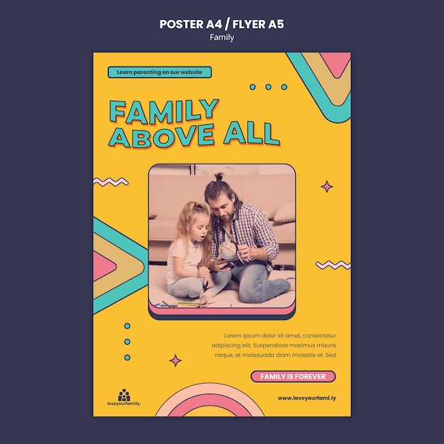 PSD gratuito modello di progettazione di poster di famiglia