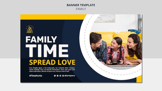 PSD gratuito modello di banner orizzontale per il tempo della famiglia