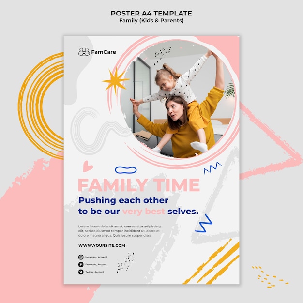 Free PSD family time poster template