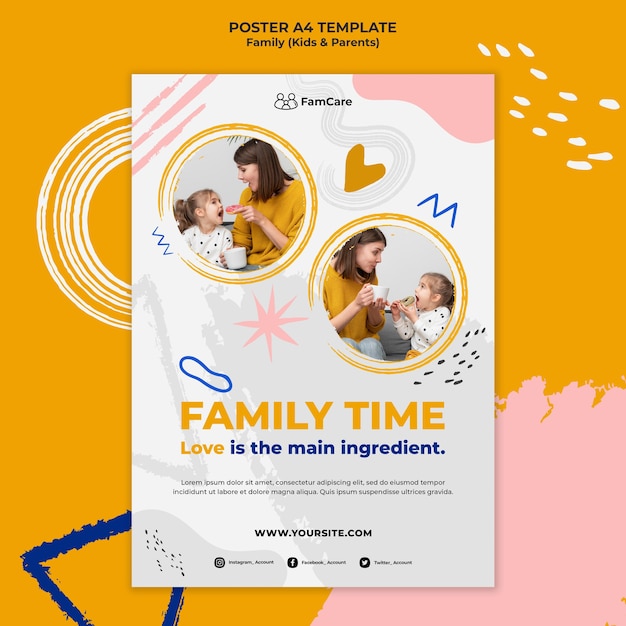 Modello di poster per il tempo della famiglia