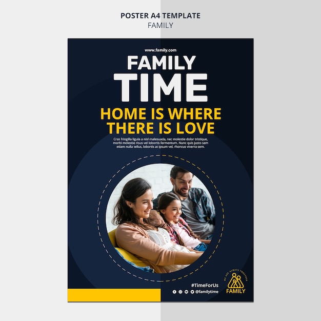 Free PSD family time vertical poster template