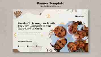 Free PSD family with parents and kids banner template