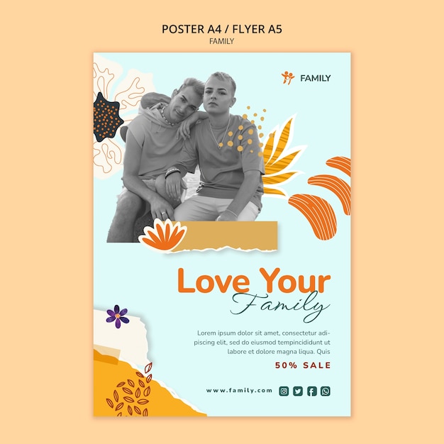Free PSD family workshop vertical poster template