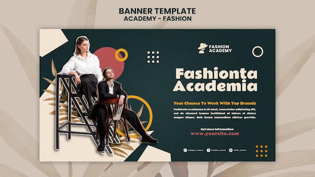 Modello di design per banner dell'accademia di moda