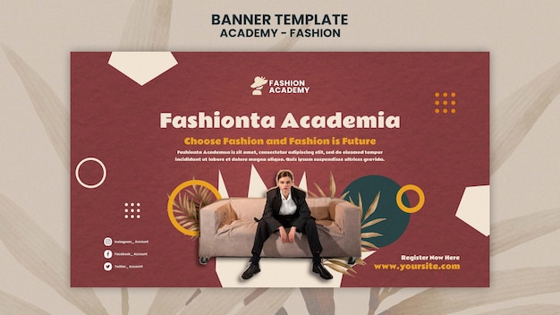 PSD gratuito modello di design per banner dell'accademia di moda