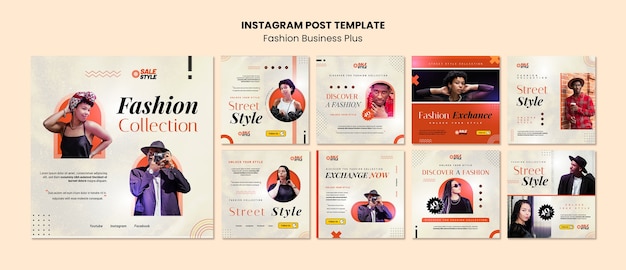 無料PSD ファッションとストリートスタイルのinstagram投稿コレクション