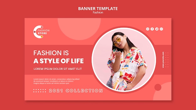 Free PSD fashion banner template with photo