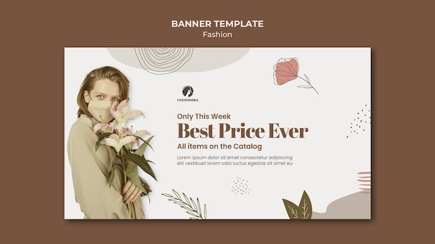 Free PSD fashion banner template with photo