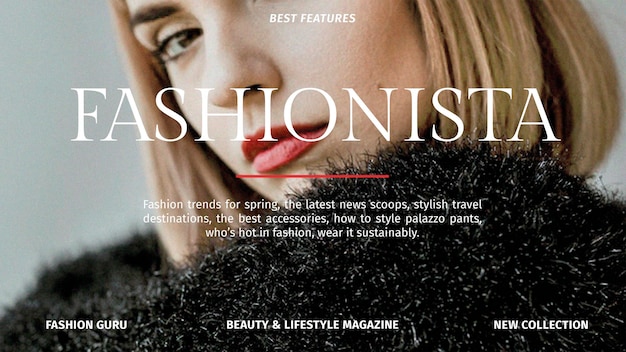 Modello di blog di moda psd per la rivista di moda e lifestyle