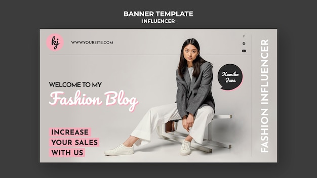 Fashion Blogger Banner Template – Free PSD Download for Social Media Content