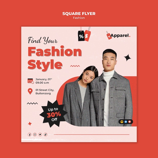 Free PSD fashion business square flyer template