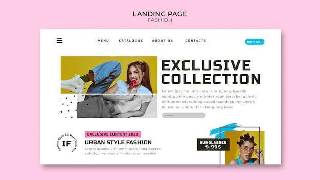 PSD gratuito modello di landing page collezione moda