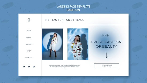 PSD gratuito modello di landing page collezione moda