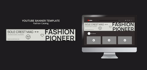 PSD gratuito modello di banner youtube della collezione di moda