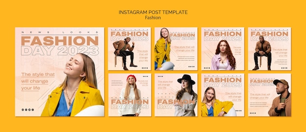 PSD gratuito collezione di post instagram fashion day 2023